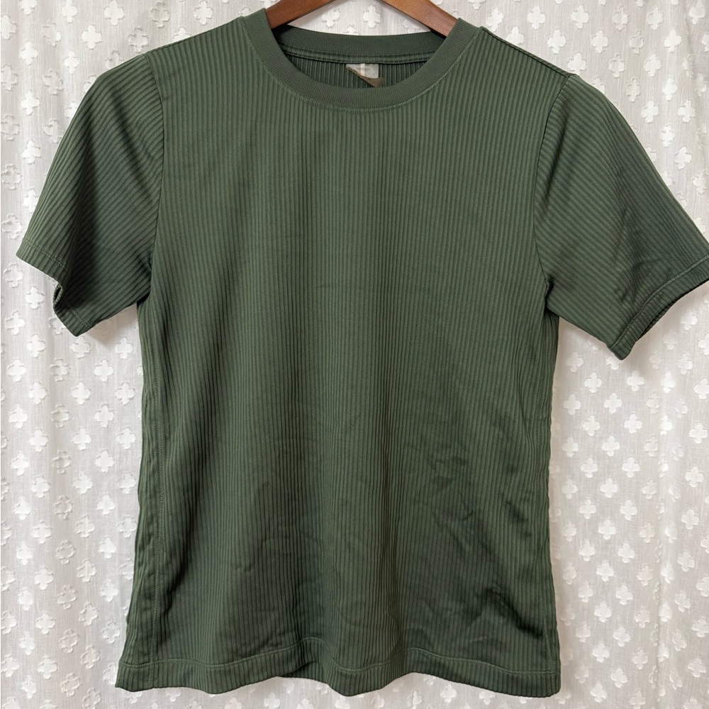 CALIA Green Short Sleeve Ribbed Athletic Top